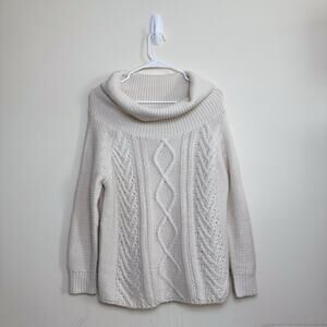Billabong Sweater Women's Medium Cream Cowl Neck Knit Sweater Pullover Classic